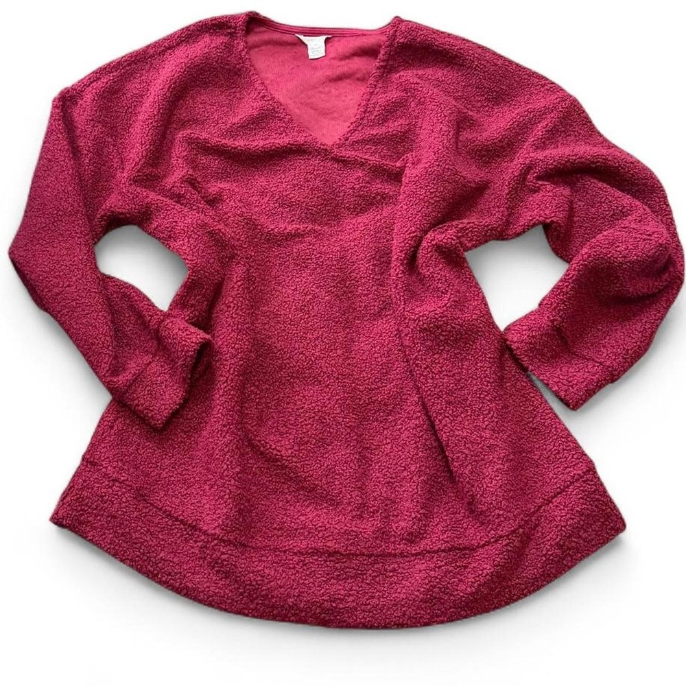 Caslon Faux Shearling Burgundy Teddy Sweater, Women's Size XL